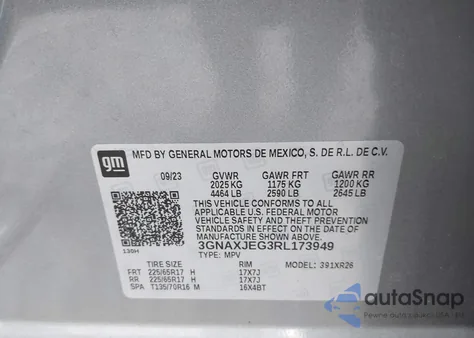 2024 Chevrolet Equinox Fwd 2Fl from USA, damaged, VIN 3GNAXJEG3RL173949